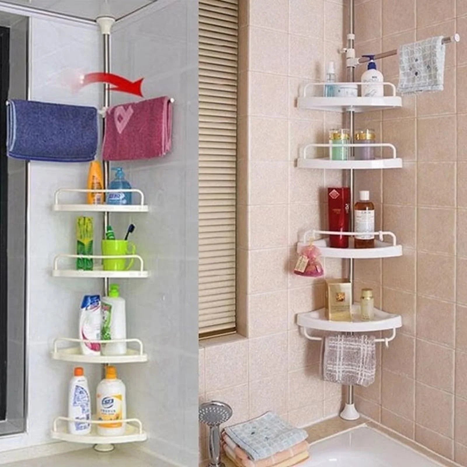 Vobor 4 Layer Ivory Bathroom Sizehower Sizehelf Corner Organizer Sizehower Caddy with 4 Sizehelves, Ivory