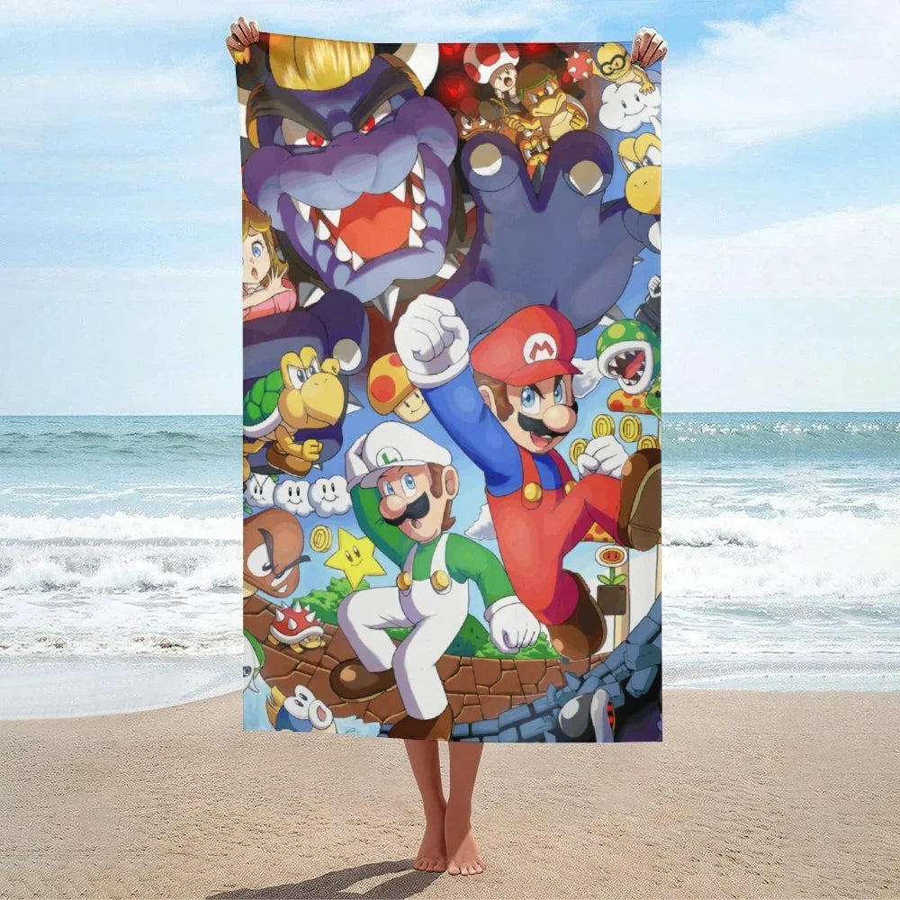 Luigi Mario Bros. Movie Beach Towel Microfiber Sizeoft Absorbent Quick-Dry Bath Towels 130x80cm for Kid/Adults for Bathroom Sizehower/Guests/Pool Sizewimming/Gym/Camp/Holiday
