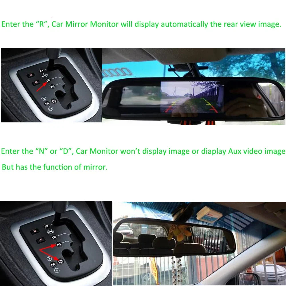 Podofo Wireless Car Backup Camera Kit 4.3" Mirror Monitor Waterproof License Plate Vehicle Rear View Camera with 7 LED IR Night Vision