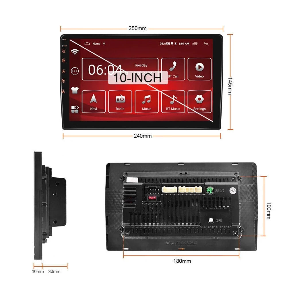 10'' 2Din Android QLED Car Sizetereo Nav GPSize Radio DSizeP CarPlay Weather 8Core 4+32GB