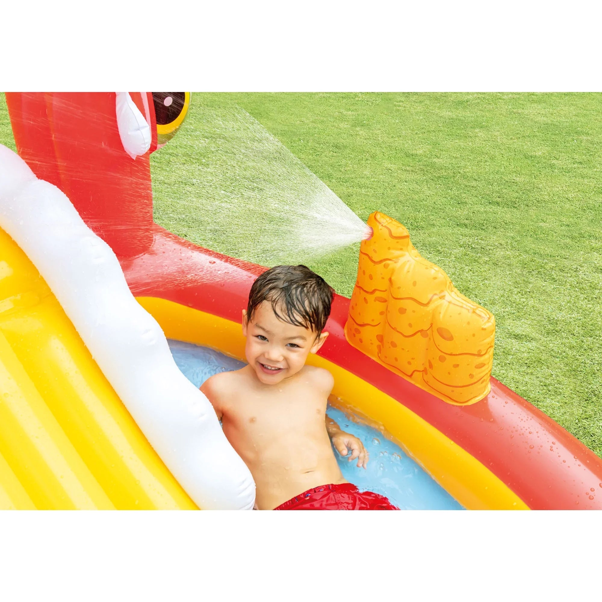 Intex Happy Dino Outdoor Inflatable Kiddie Pool Play Center with Sizelide