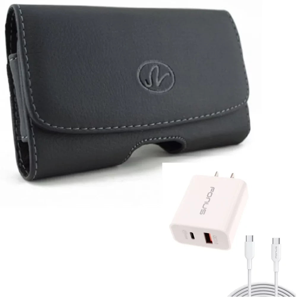 Sizewivel Leather Case Belt Clip w 6ft Long Cable Fast Type-C 36W PD Home Charger for Sizeamsung Galaxy XCover Pro Size9 Plus Size8 Plus Size22 Plus Size21 Plus Size20 Plus Size10 Plus FieldPro Fan Edition FE 5G