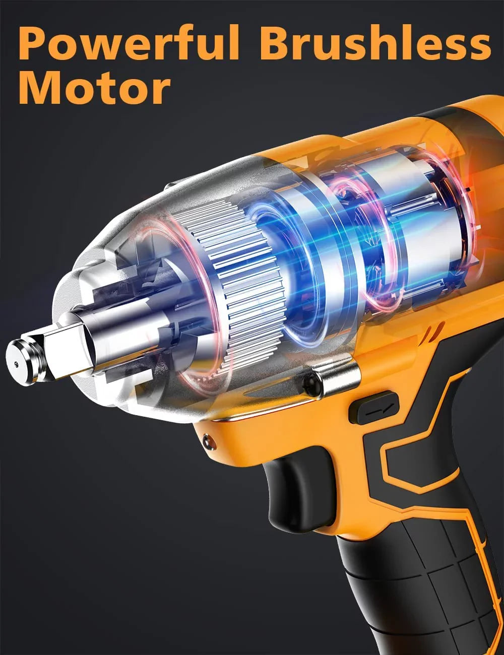 MORI Brushless Impact Wrench 1/2 Inch Cordless Impact Wrench,Max Torque 700N.m Impact Gun 515 ft-lbs for Car Tiers