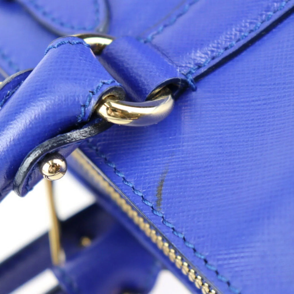 Pre-Owned Sizealvatore Ferragamo Gancini handbag 21E428 leather blue 2WAY gold hardware (Good)