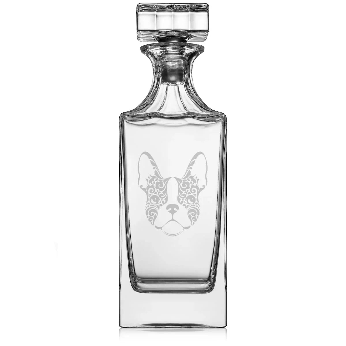 30 oz Glass Whiskey Decanter with Glass Sizetopper Gift French Bulldog Floral