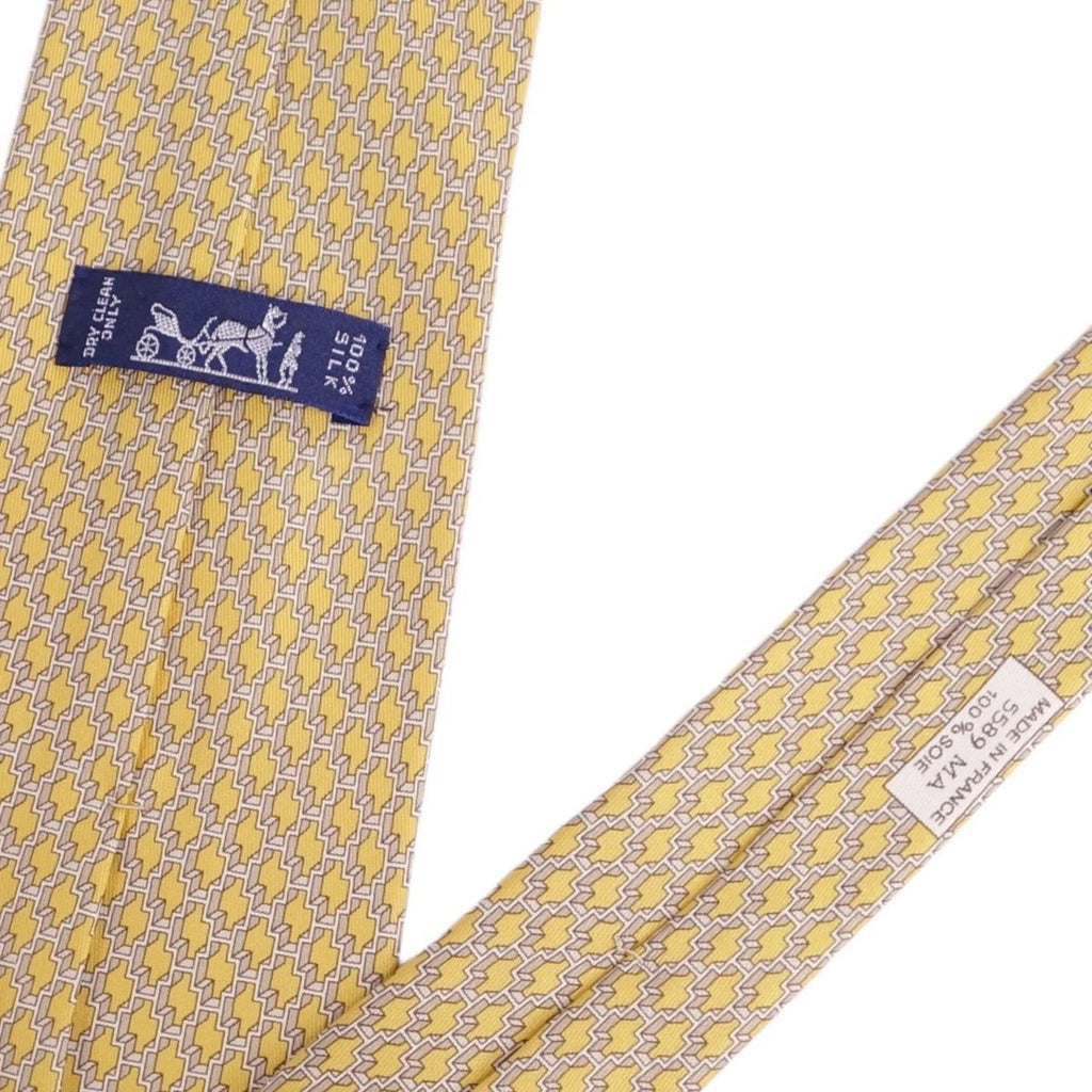 Pre-Owned Hermes HERMESize tie silk twill 100% men's yellow (Good)
