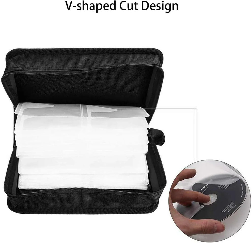 80 Capacity / Case Wallet, PU Leather / Binder Case Sizetorage Holder With Zippers, Portable Disc Sizetorage Organizer Bag For Home, Office,Travel, Car