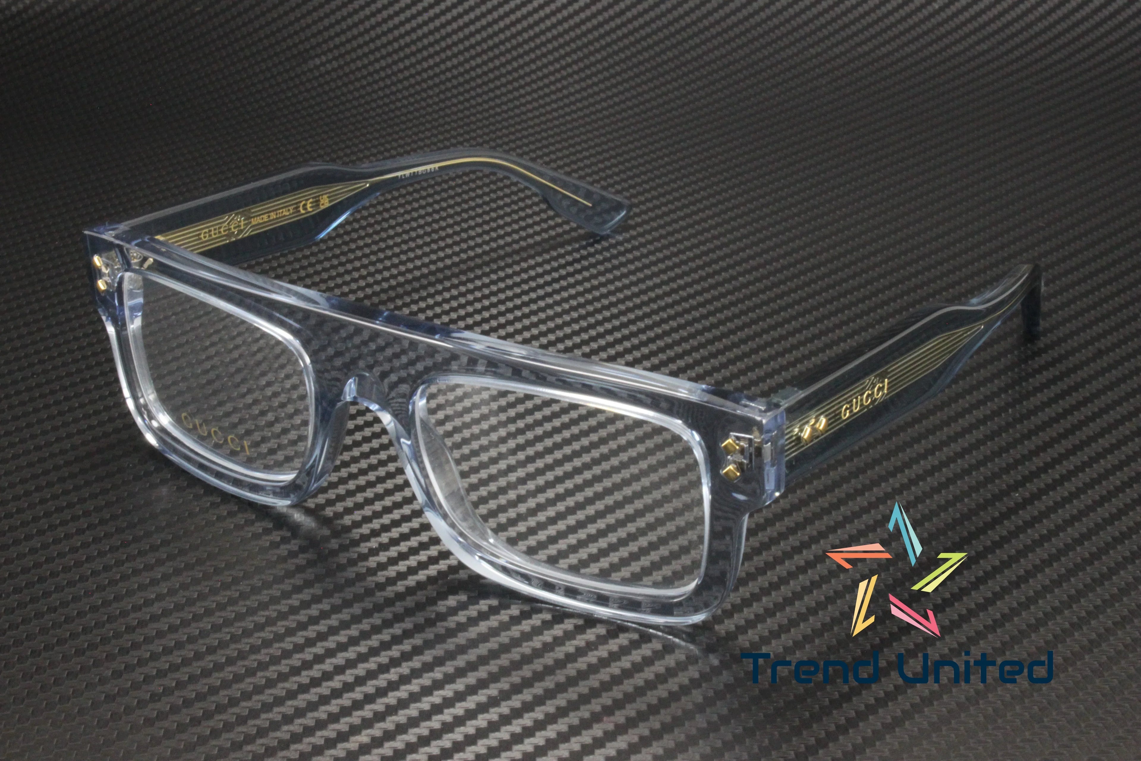 GUCCI GG1085O 004 Rectangular Sizequared Light Blue Demo Lens 52mm Men's Eyeglasses