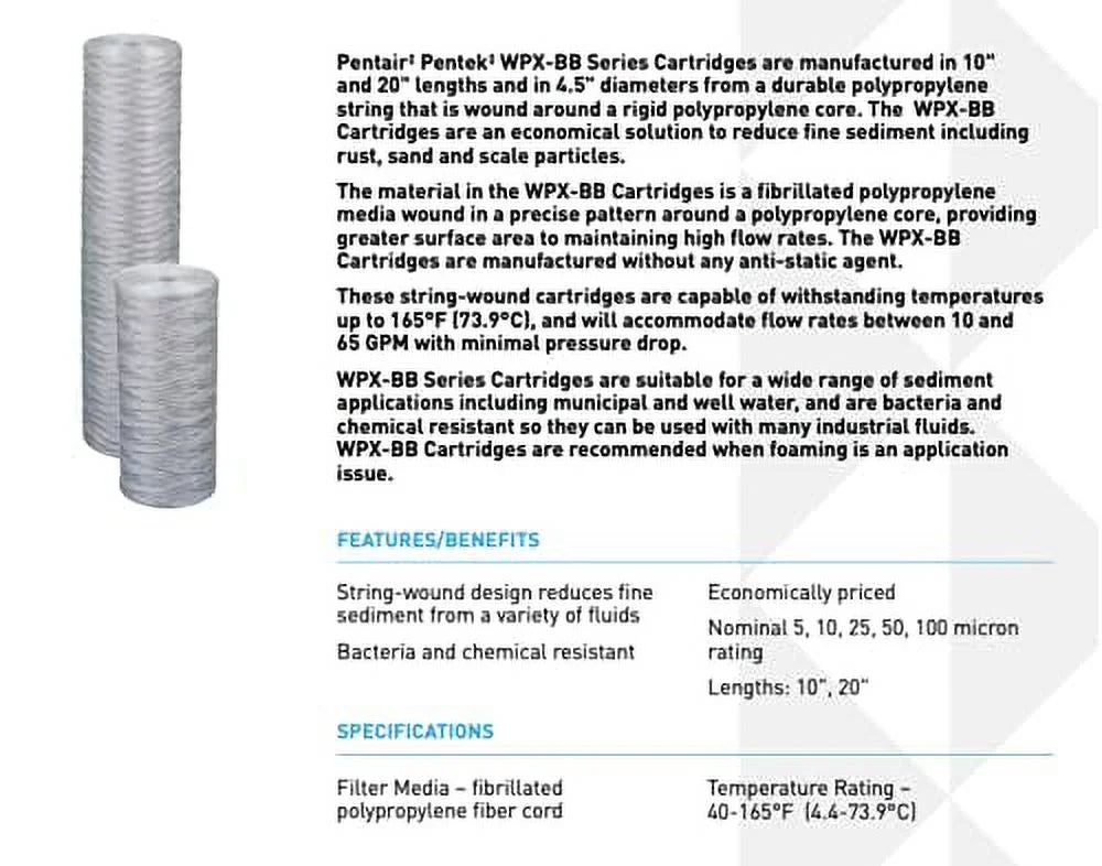 Pentek Fibrillated Polypropylene Water Filter