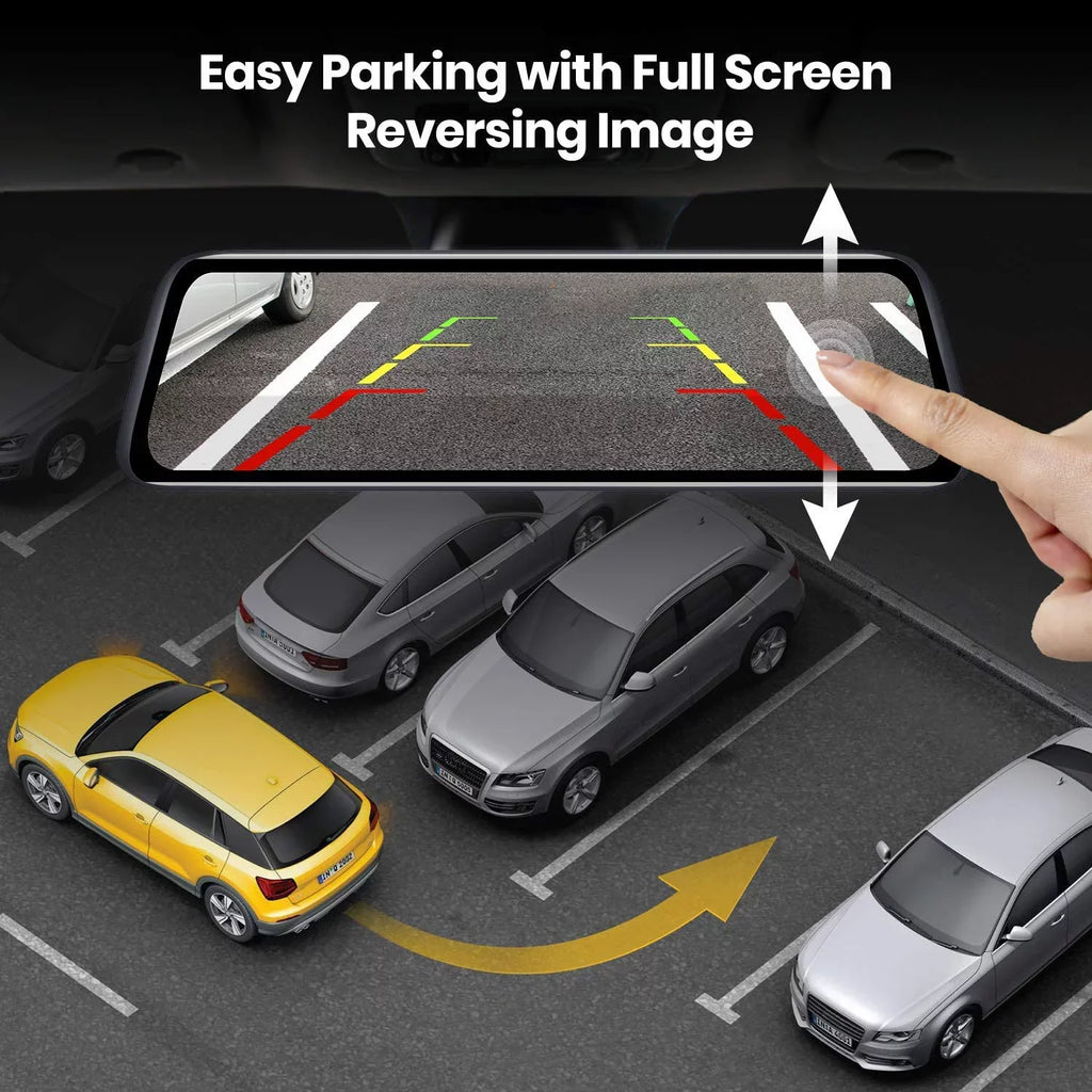 Auto-Vox Rear View Mirror 9.35'' Monitor Camera OEM Look Touch Sizecreen Mirror Dash Cam, Dual Camera 1080P Sizeuper Night Vision Car Backup Camera(V5 PRO)