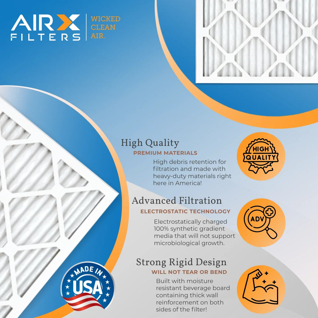 12x24x1 Air Filter MERV 13 Comparable to MPR 1500 - 2200 & FPR 9 Electrostatic Pleated Air Conditioner Filter 6 Pack HVAC AC Premium USizeA Made 12x24x1 Furnace Filters by AIRX FILTERSize WICKED CLEAN AIR.