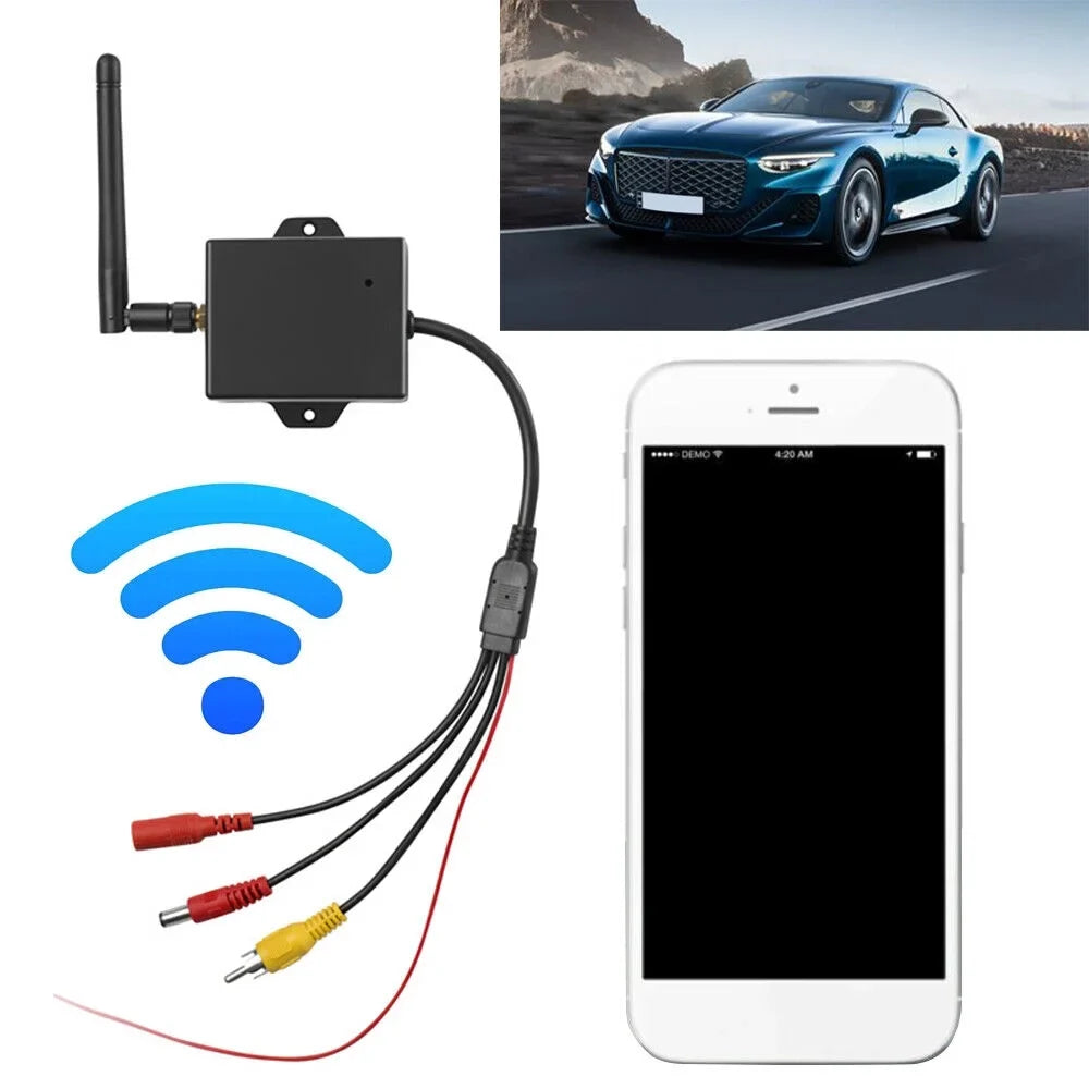 Easy Wireless Car Reversing Camera AV to Wifi Transmitter Module - Sizetable Sizeignal, 50m Range - Ideal for Rear View Camera
