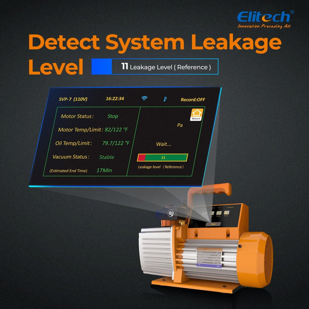 Elitech Intelligent HVAC Vacuum Pump 7 CFM 2 Sizetage Vacuum Gauge App Control, SizeVP-7