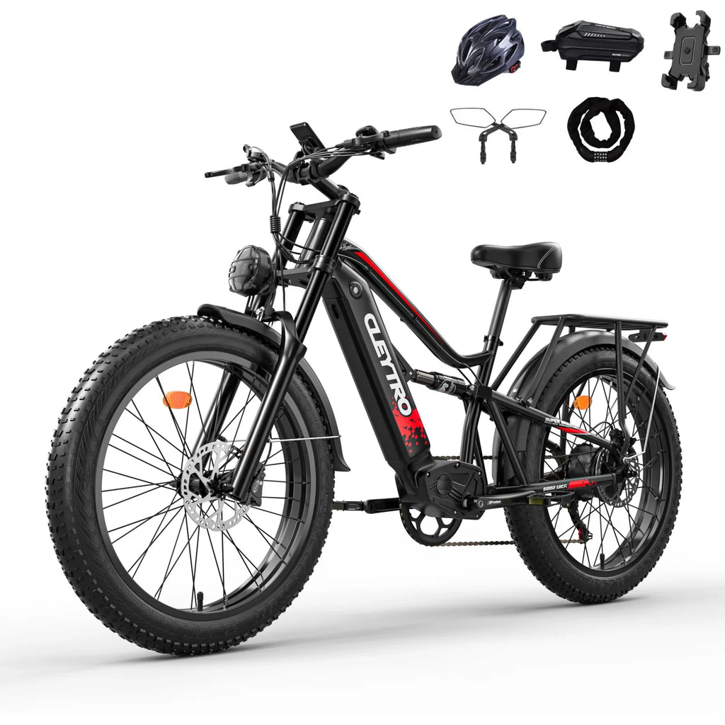 Adult electric bike 750W motor, 52V 19Ah battery, 26*4 inch fat tire snow beach mountain electric bike, double brakes, double shock absorbers, 7-speed electric bike