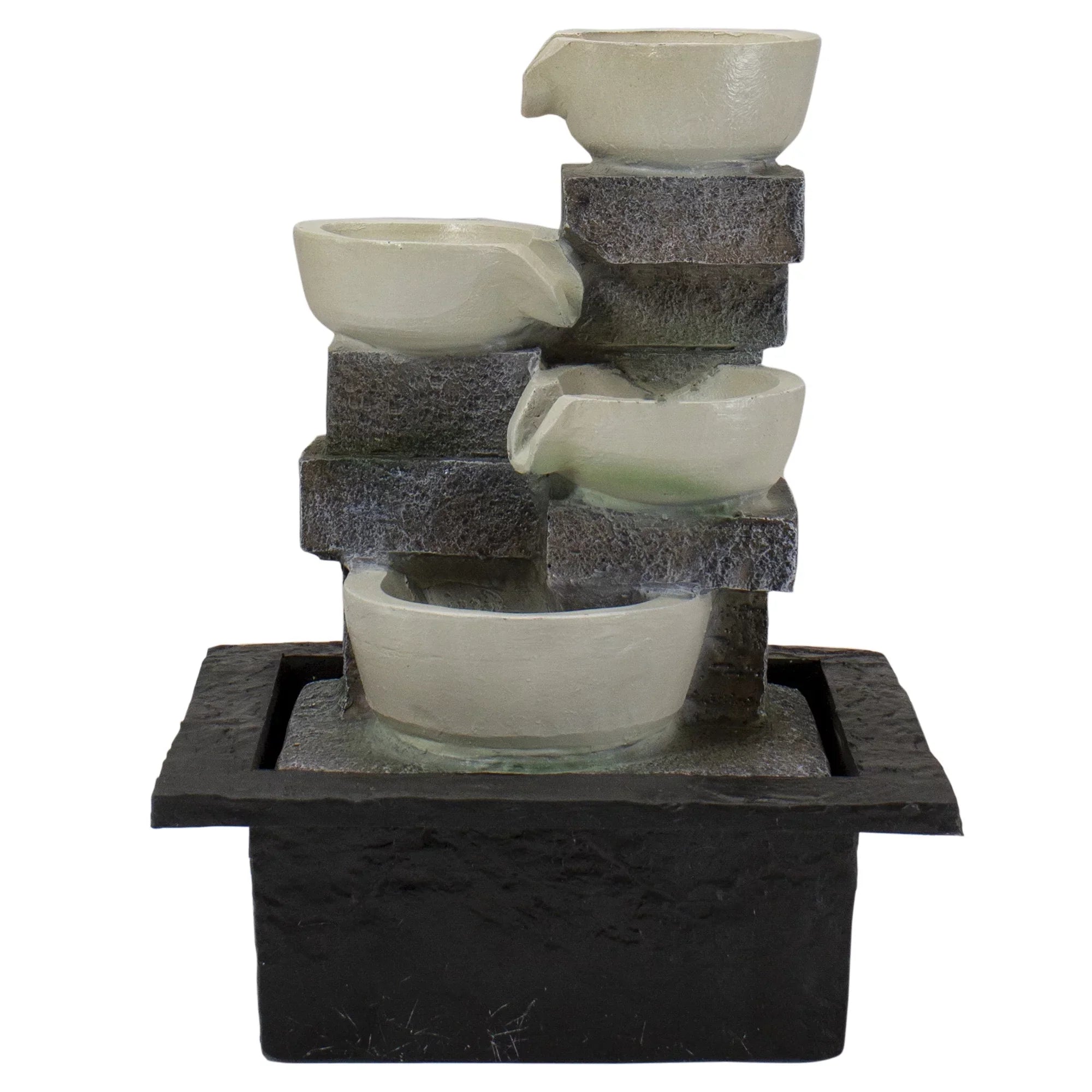 Northlight 11" LED Lighted Cascading 4-Tier Bowl Indoor Tabletop Water Fountain