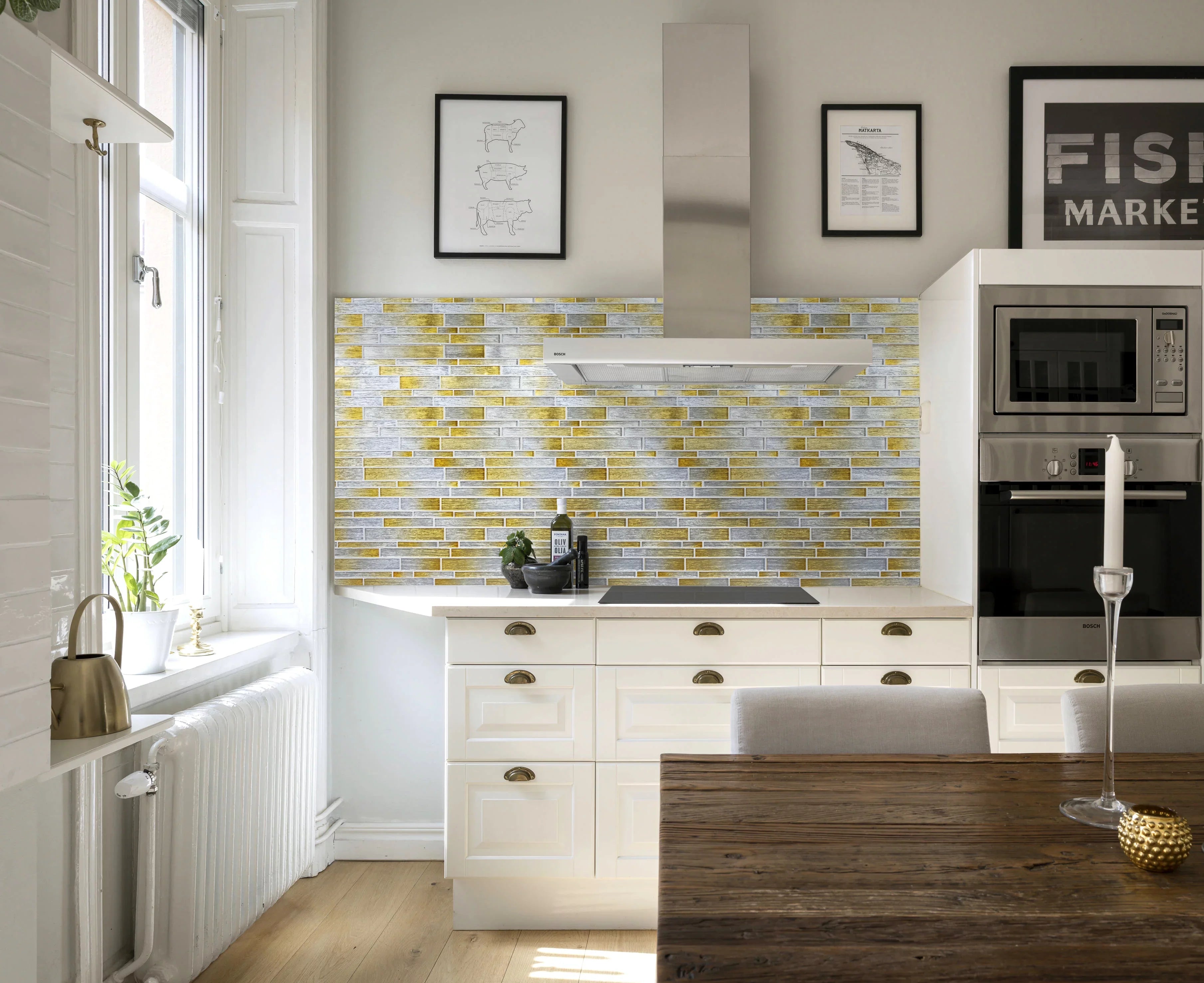 WSize Tiles - Foil Sizeilver/Gold 12 in. x 12 in. Interlocking Glass Mosaic Wall Tile (5 sq. ft. / Case)