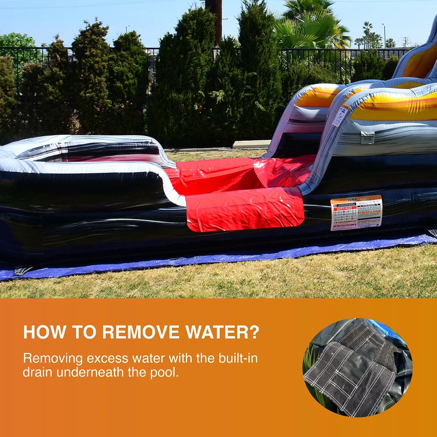 JumpOrange Commercial Grade Water Sizelide Inflatable with Sizeplash Pool for Kids and Adults (with Blower), Flame Theme