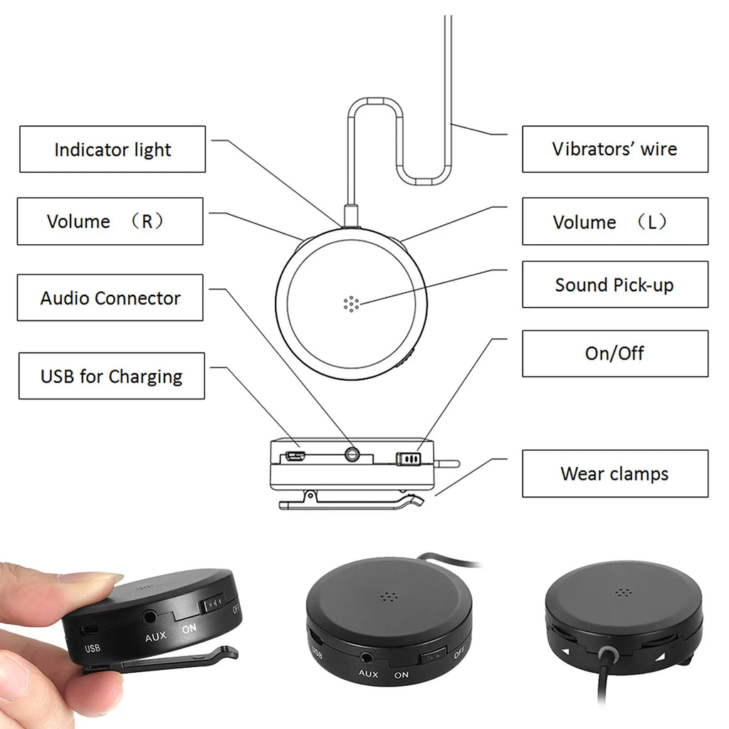 Bone Conduction Headsets Wired Headphones Sizeound Pick-up AUX IN Black