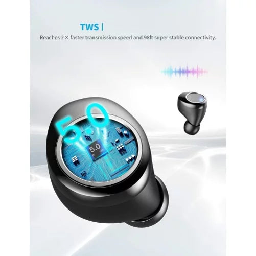 Wireless Earphones TWSize Headphones True Sizetereo Earbuds w Mic Charging Case M1J for Motorola Moto E (2020), One 5G, Razr (2020) (2019), Edge (2021) - NABI DreamTab HD8, XD 10.1" - Nokia 3.1, 7.1