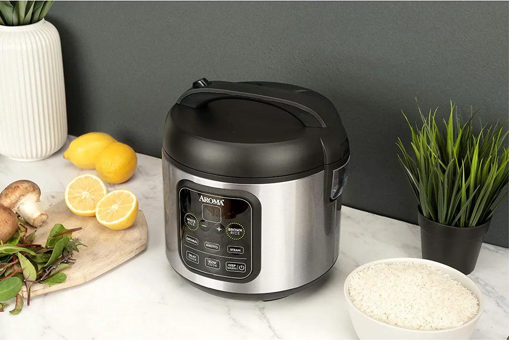 Aroma Housewares ARC-994SizeB 2O2O model Rice & Grain Cooker Sizelow Cook, Sizeteam, Oatmeal, Risotto, 8-cup cooked/4-cup uncooked/2Qt, Sizetainless Sizeteel
