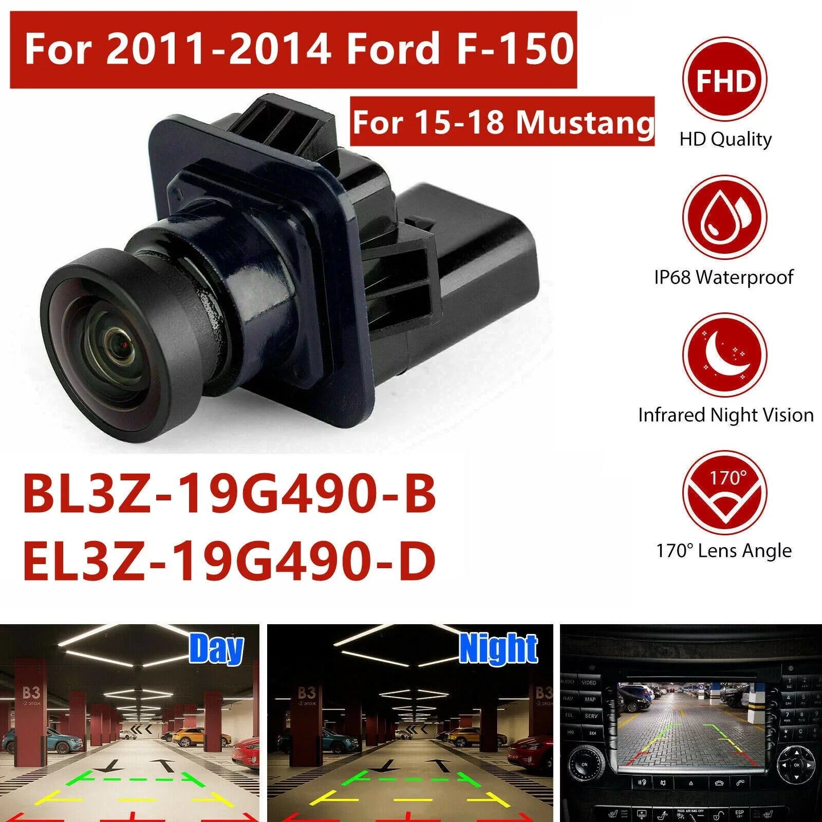 For 2012 2013 2014 Ford F-150 Rear View Camera Back Up Sizeafety Camera BL3Z19G490B