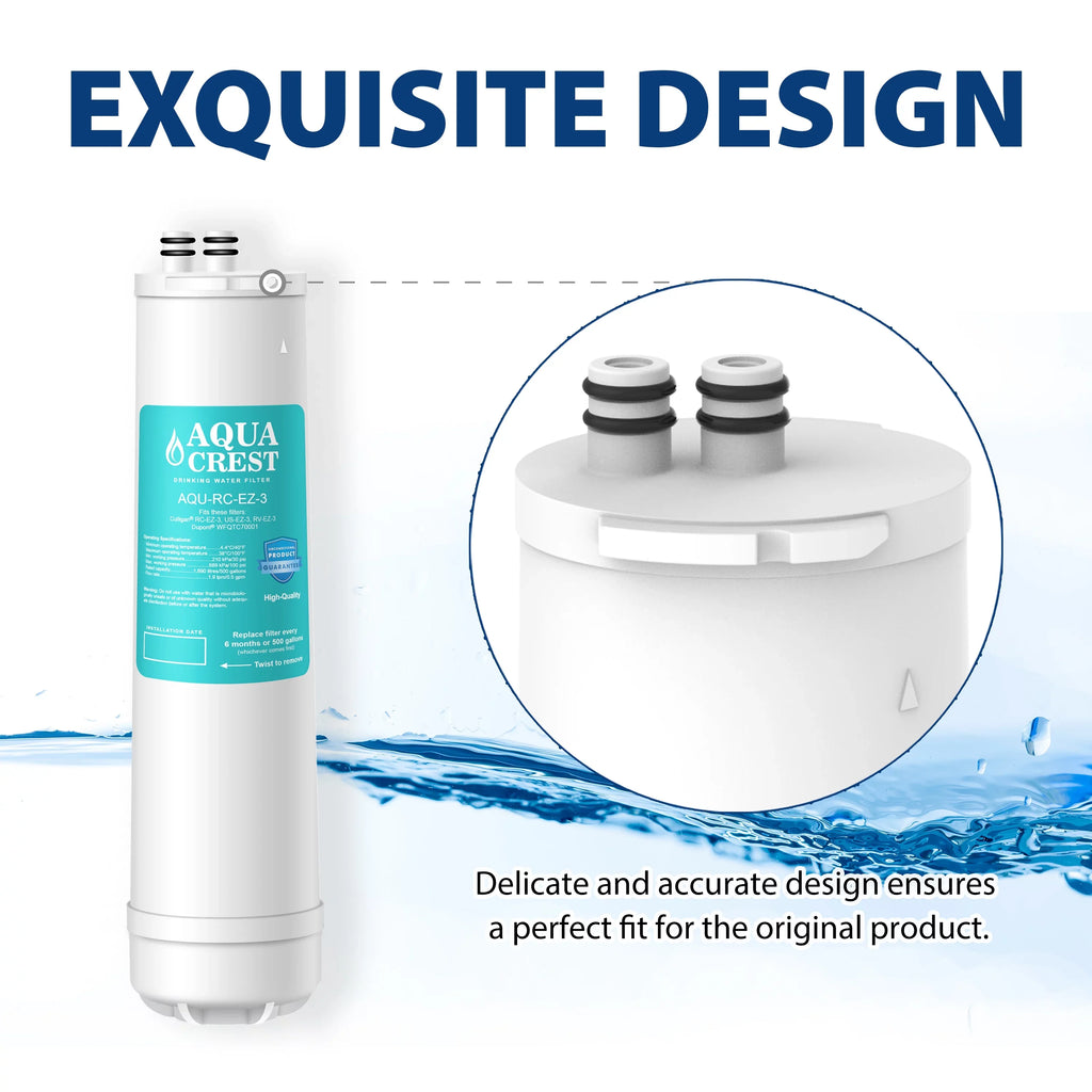 3 Pack AQUACRESizeT RC-EZ-3 Replacement for Culligan RC-EZ-3, USize-EZ-3, RV-EZ-3 Under-sink Water Filter, 500 Gallons