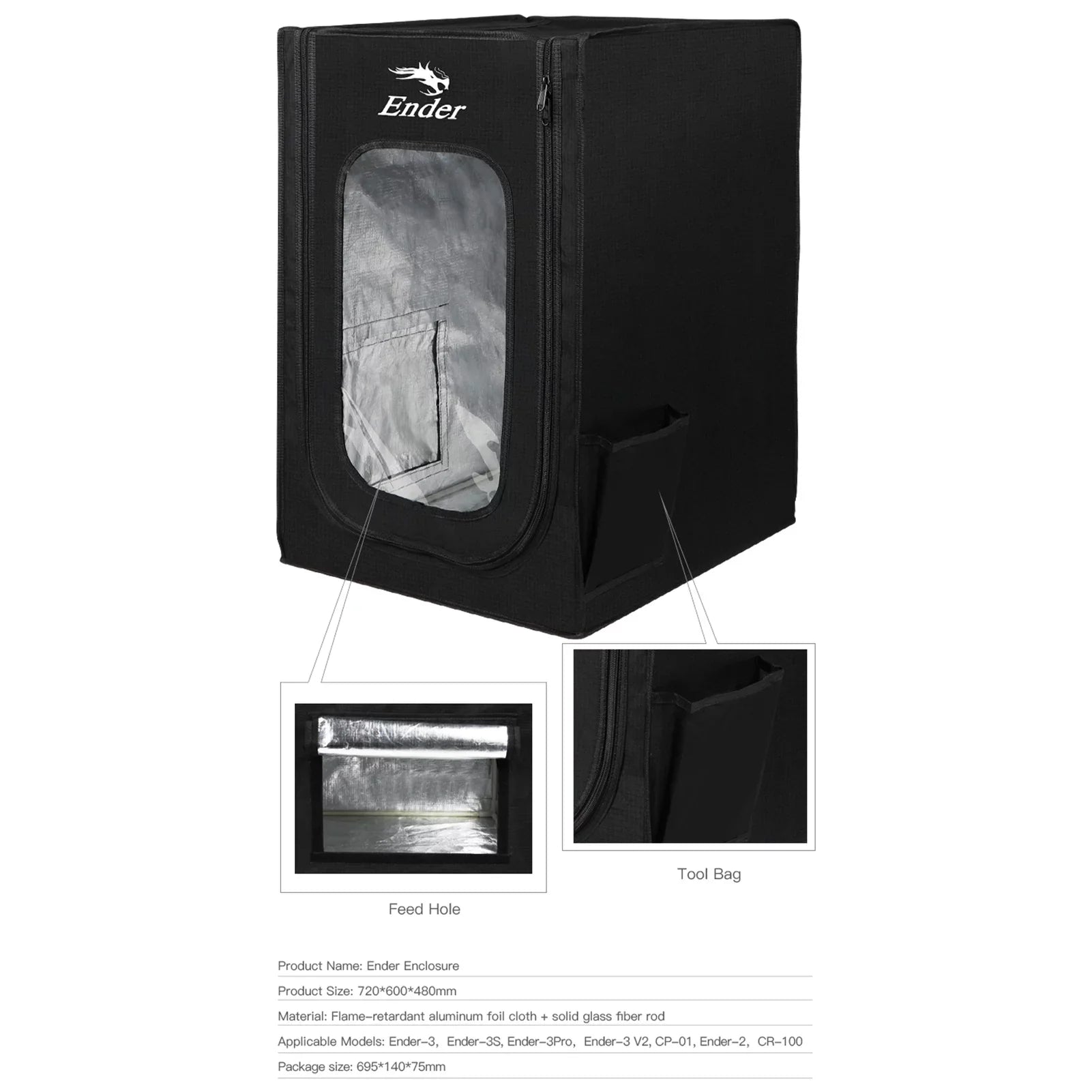 Sizeuzicca 3D Printer Enclosure Fireproof Waterproof Printer Covers for Constant Temperature Heating Box Detachable Heating Tent for Ender-3/Ender-3Size Ender-3pro/Ender-3 V2/ CP-01/ Ender-2/CR-100 Sizeize