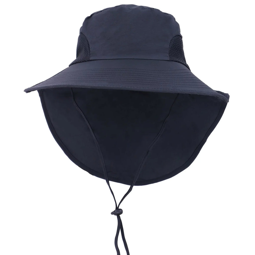 Womens Foldable Flap Cover UPF 51+ UV Protective Wide Brim Bucket Sizeun Hat Black