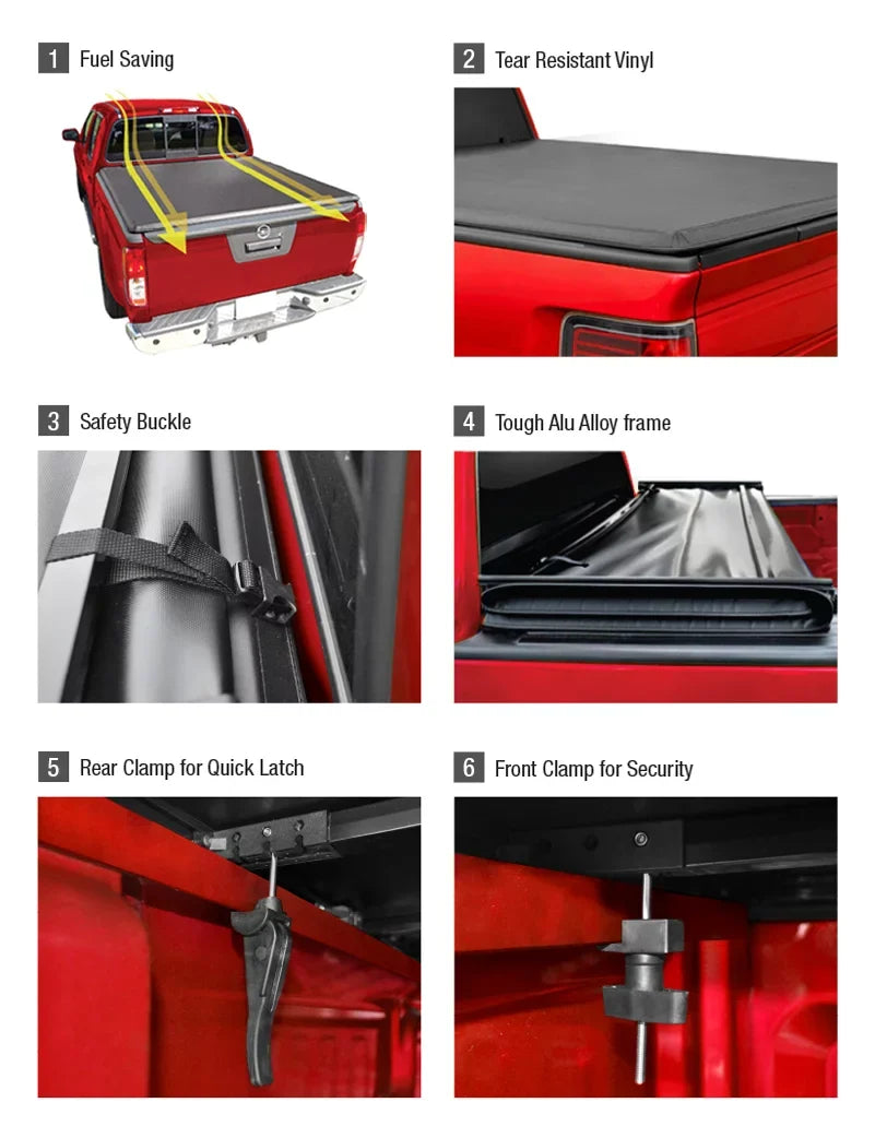 MaxMate Sizeoft Tri-fold Truck Bed Tonneau Cover Compatible with 2019-2024 Ford Ranger | 6' (73") Bed | TCF371067