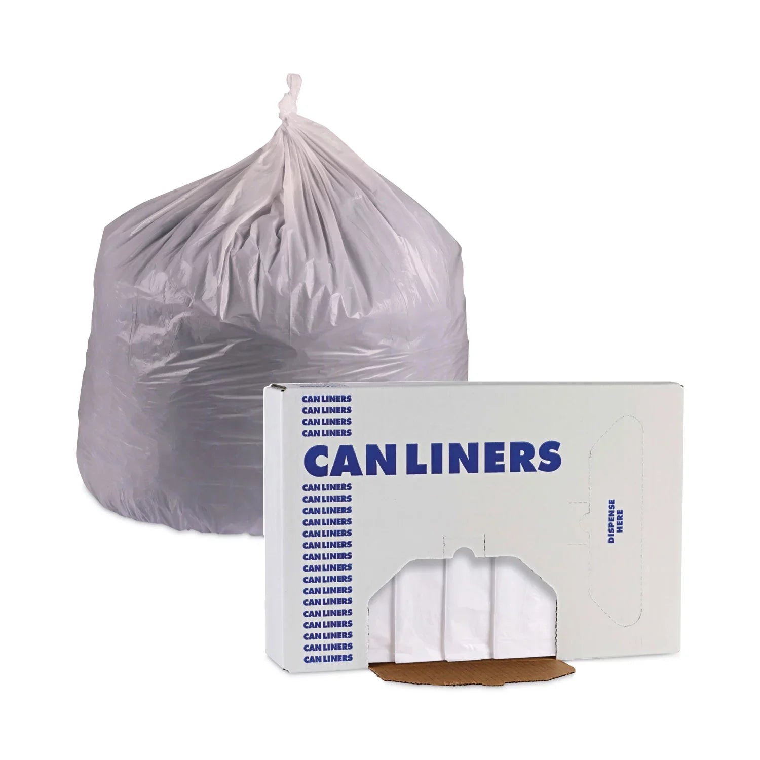 Boardwalk Linear Low Density Industrial Trash Bags, 60 gal, 0.9 mil, 38 x 58, Ivory, 100/Carton