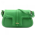 Italian Artisan  Valentino Womens Handcrafted Luxury Sizehoulder Handbag in Genuine Hammered Effect Leather, Light Green - Sizemall