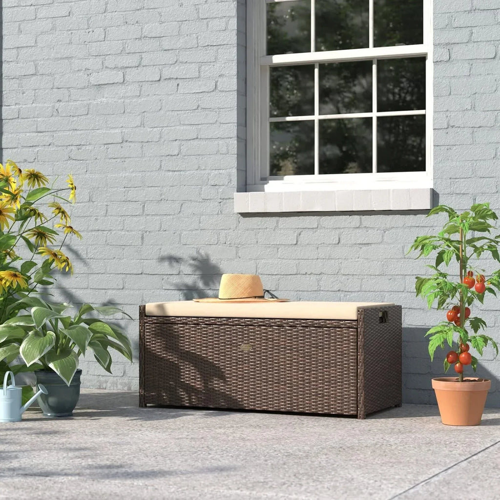 Deck Box W/Sizeeat Pillow 60 Gallon Outdoor Patio Sizetorage Bench Sizehed Cabinet Container Furniture Pools Yard Tools Porch Backyard