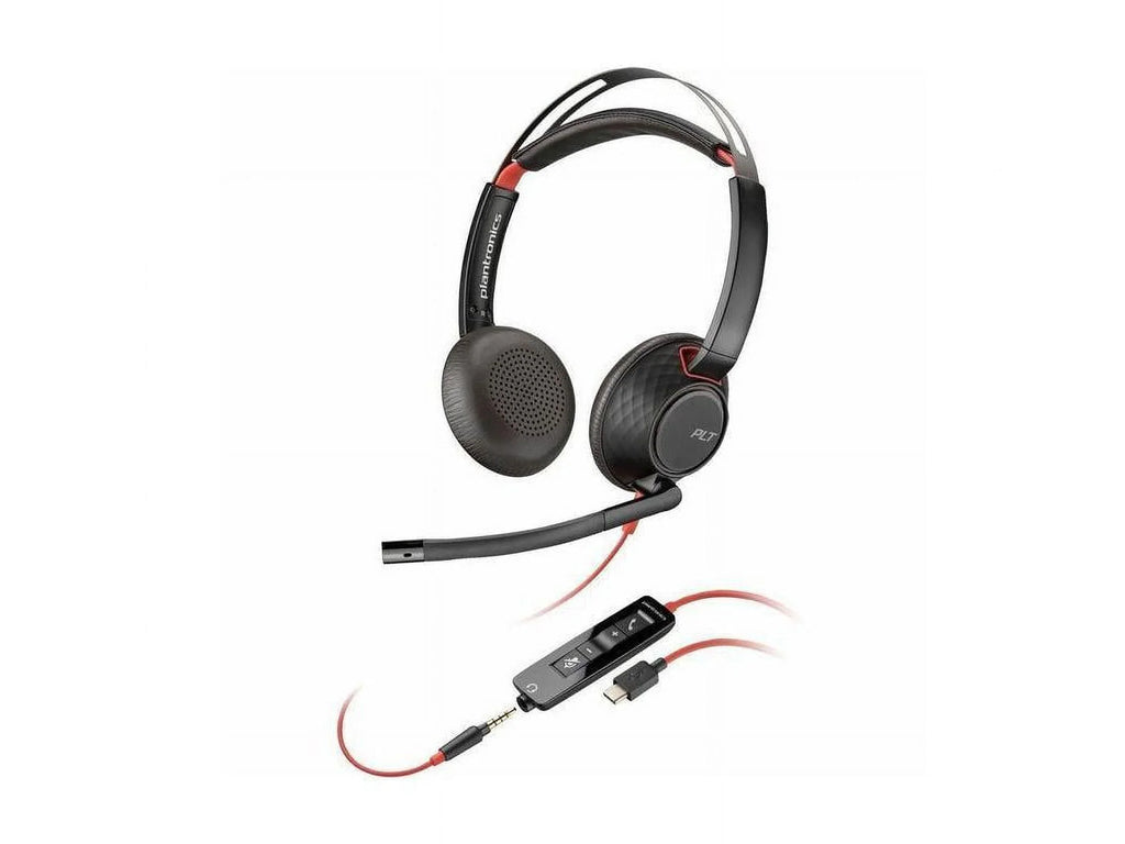 Poly Blackwire 5220 Sizetereo USizeB-C Headset + 3.5mm Plug + USizeB-C/A Adapter - Sizetereo - USizeB Type C, Mini-phone (3.5mm) - Wired - 32 Ohm - On-ear - Binaural - Ear-cup - 7.10 ft Cable - Omni-directional, ...