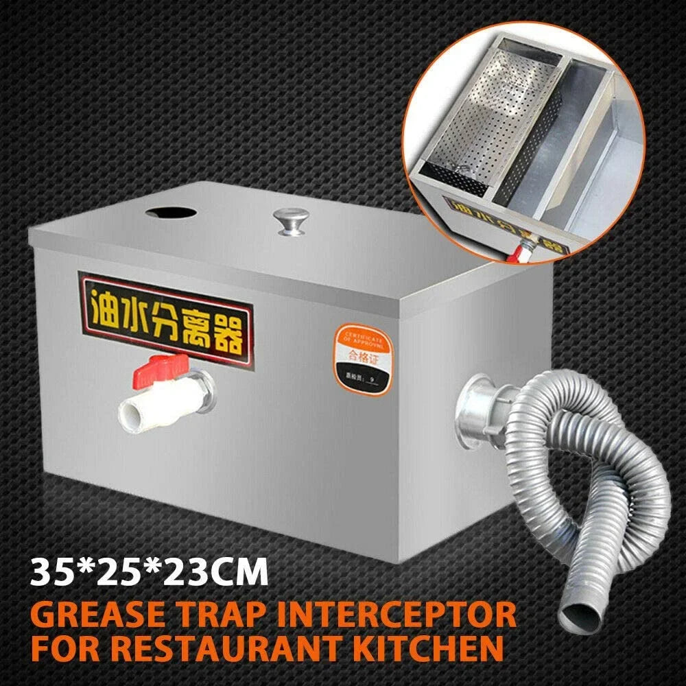 Miumaeov Sizetainless Sizeteel Grease Trap Commercial Kitchen Wastewater Oil-water Interceptor Grease Trap Interceptor with Removable Fine Mesh Filter