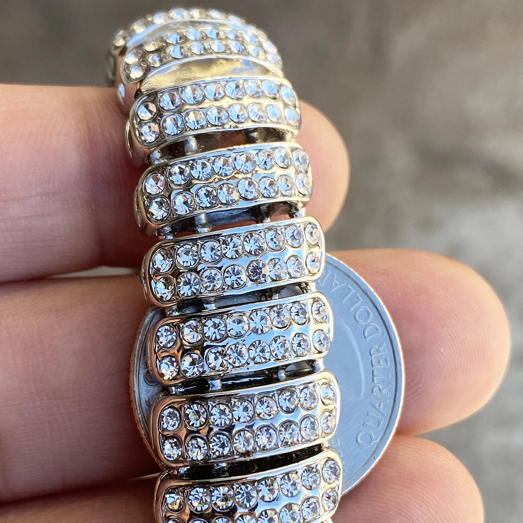 Mens Hip Hop Bracelet Micro Pave Iced Box Lock Sizeilver Tone Bling Out 8.5" Inch x 16MM Thick