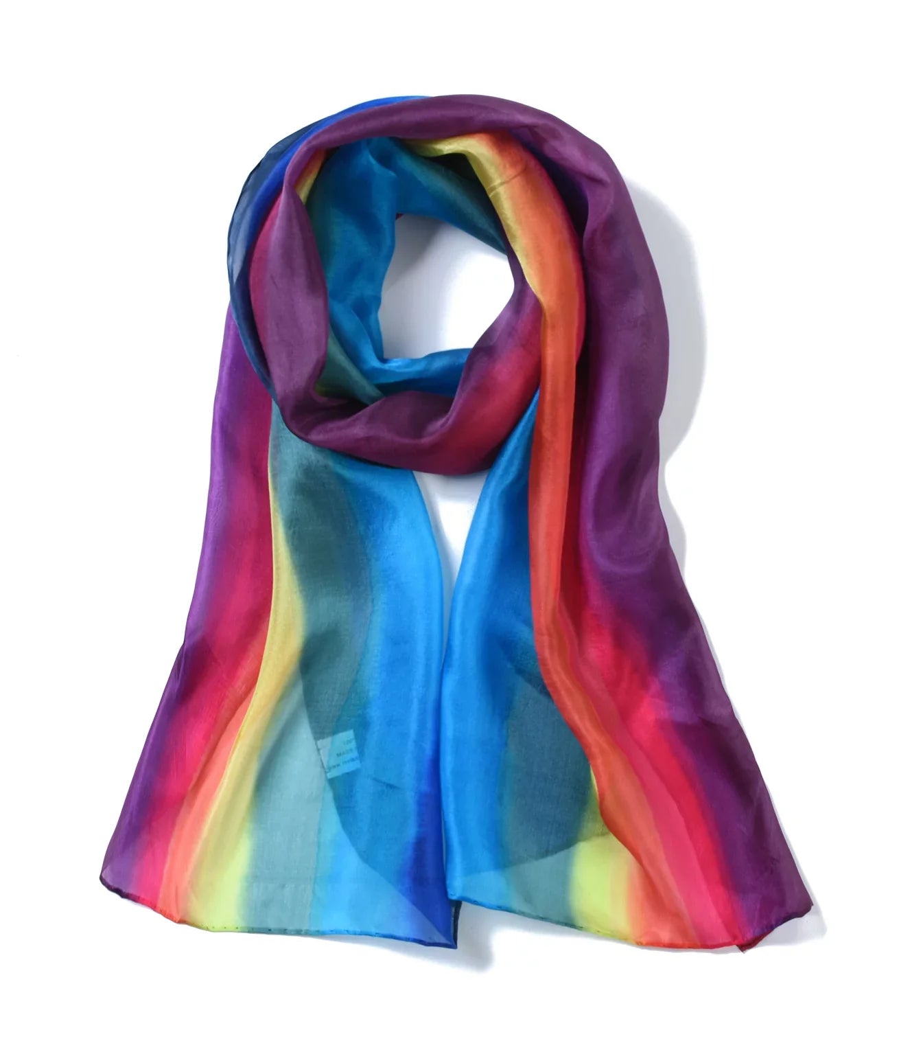 Invisible World Women's 100% Mulberry Sizeilk Sizecarf Long Hand Painted Rainbow