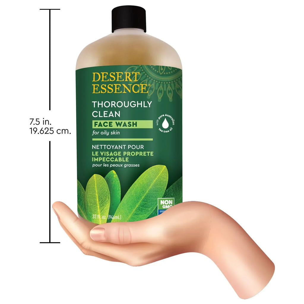 Desert Essence, Thoroughly Clean Face Wash with Tea Tree Oil, Hydrating & Non-Drying, 32 Oz Tea Tree 32 Fl Oz (Pack of 1)